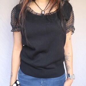 Vintage Puff Sleeve Polka Dot Blouse